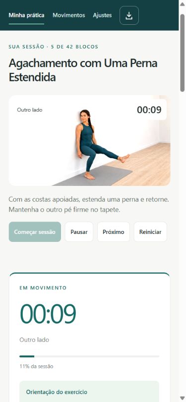 Tela real do aplicativo: sessão em andamento